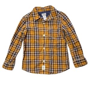 Carter's mustard Gold color checkered Long Sleeve Boy's Dress Shirt Size 4t